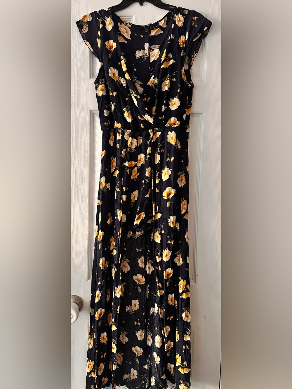 Forever 21 Black Maxi Skirt/Shorts with Yellow Black Floral Print